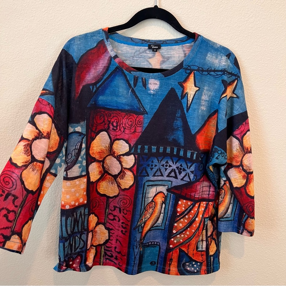 Shana Mixed Relaxed Print Top- Size S